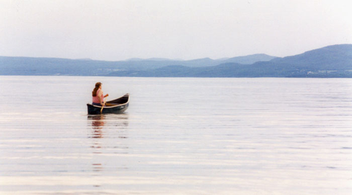 Helen canoeing on Button Bay